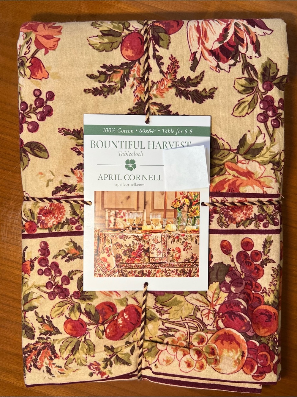 APRIL CORNELL 60”x84” Bountiful Harvest Autumn Fall Tablecloth